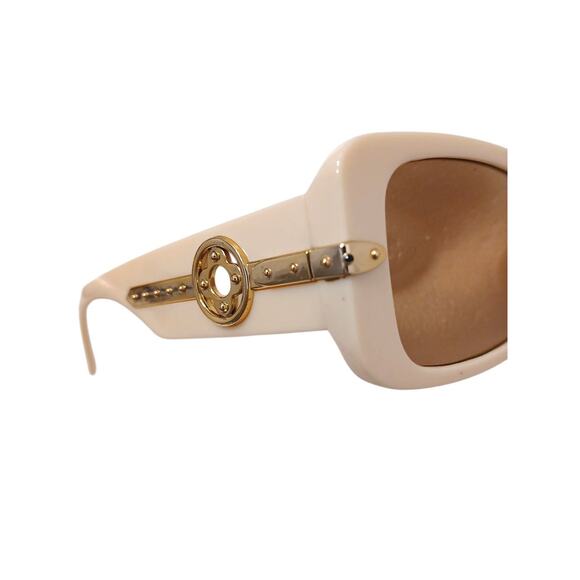 Art Deco Luxe Fashion Sunglasses Oversized Square Frames Beige Gold Flower Glam main image 5